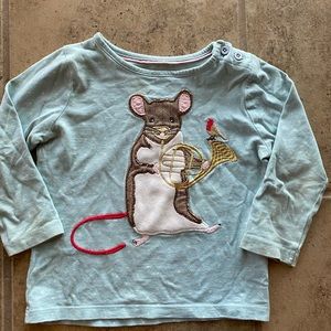 Mini Boden Blue Mouse Shirt Size 18-24 months.